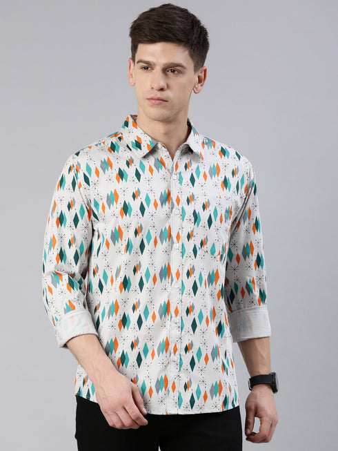 Grey Printed Full Sleeves Shirt